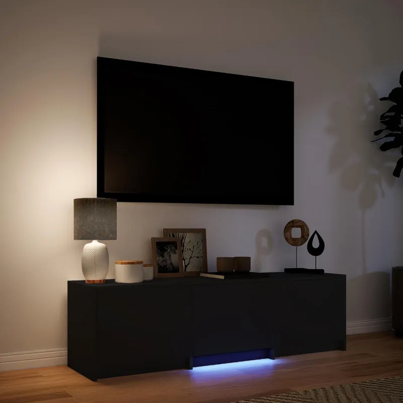 TV spintelė su LED Juodas 140 x 34 x 40 cm Dirbtinė mediena