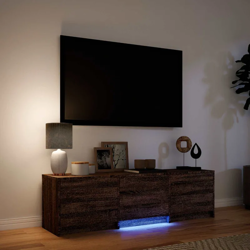 TV spintelė su LED su LED Rudas ąžuolas 140 x 34 x 40 cm