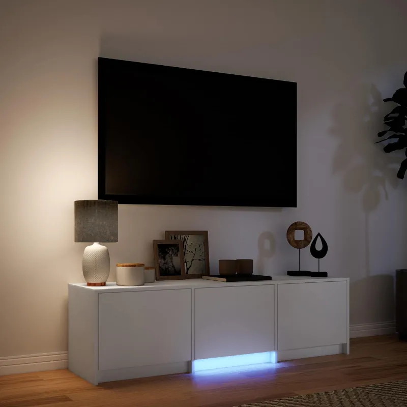 TV spintelė su LED Baltas 140 x 34 x 40 cm Dirbtinė mediena