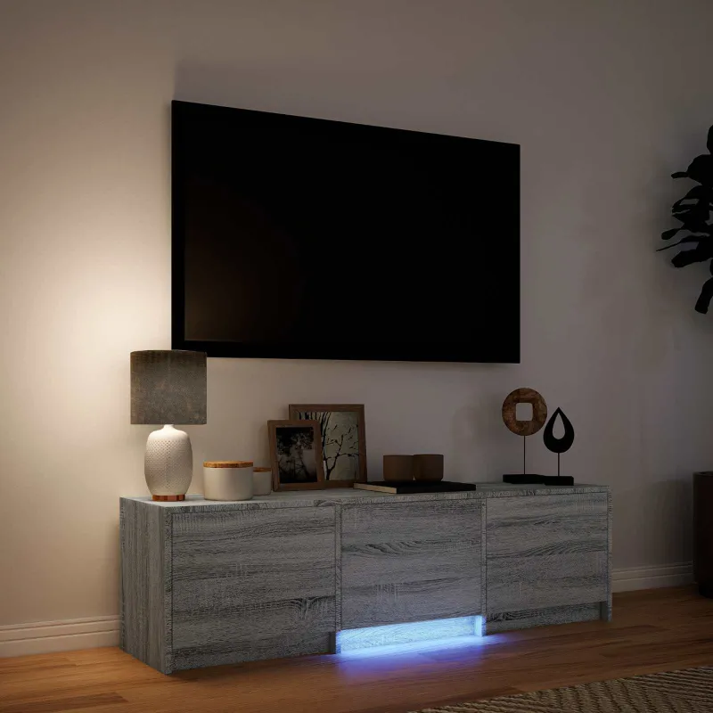 TV spintelė su LED su LED Pilka Sonoma 140 x 34 x 40 cm
