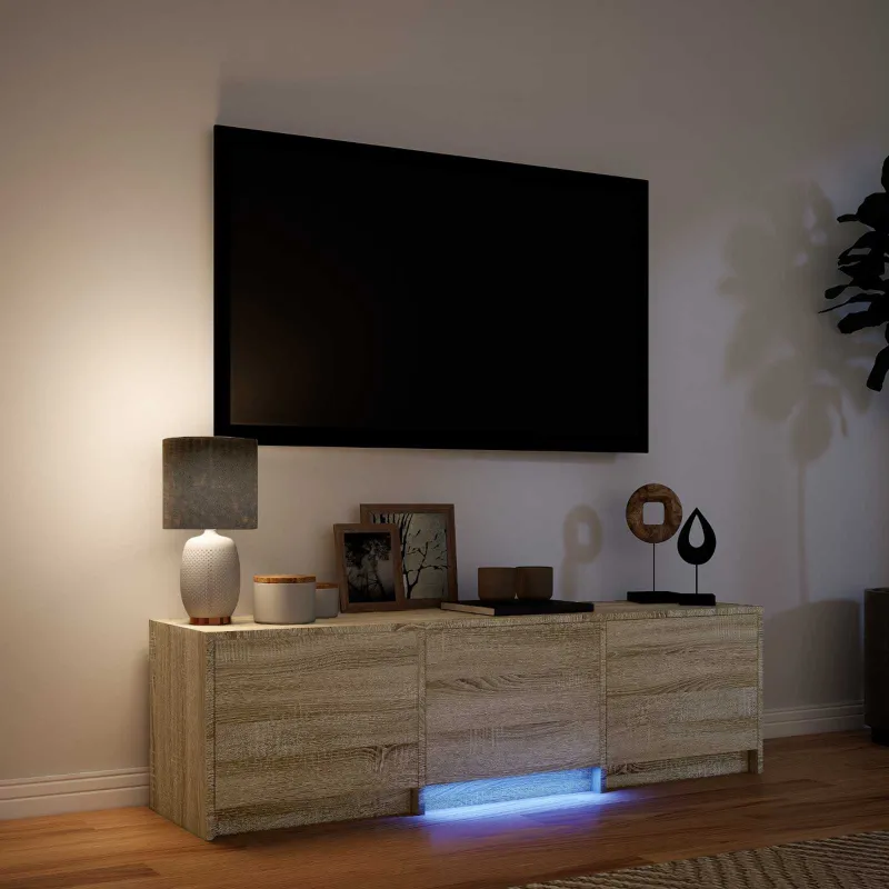 TV spintelė su LED su LED Sonoma ąžuolas 140 x 34 x 40 cm