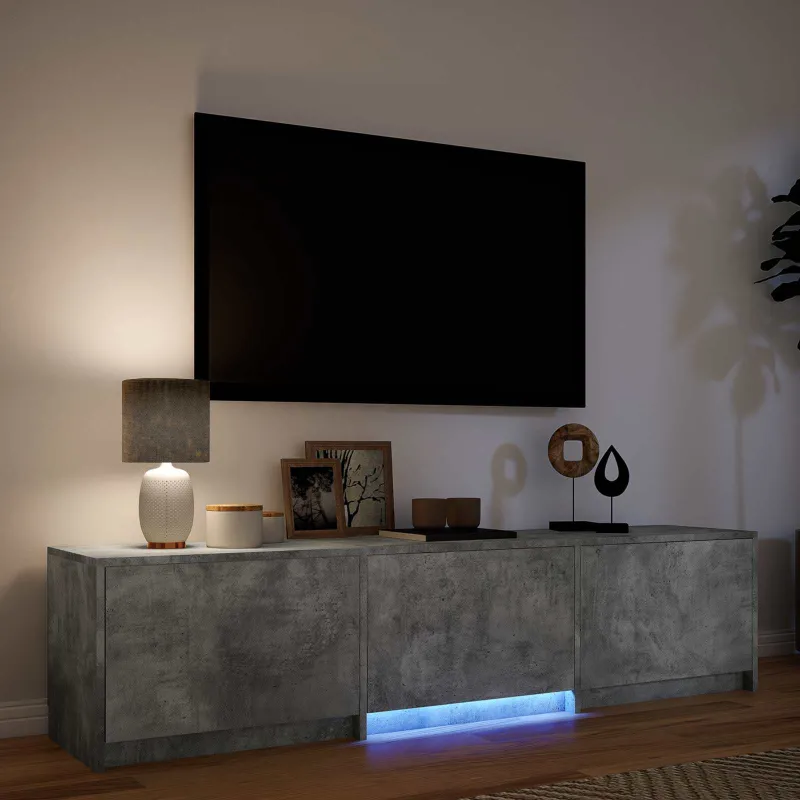 TV spintelė su LED su LED Betono Pilka 165 x 34 x 40 cm
