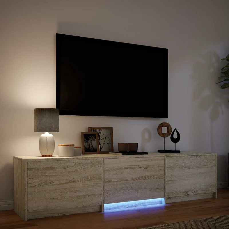 TV spintelė su LED su LED Sonoma ąžuolas 165 x 34 x 40 cm