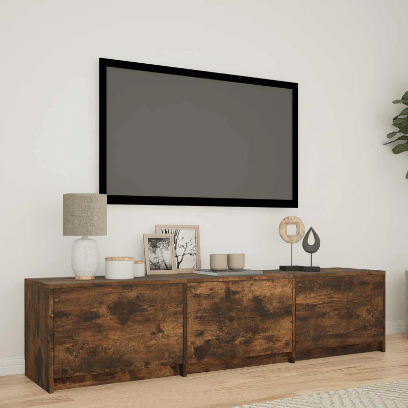 TV spintelė su LED su LED Rūkytas Ąžuolas 165 x 34 x 40 cm