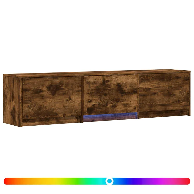 TV spintelė su LED su LED Rūkytas Ąžuolas 165 x 34 x 40 cm
