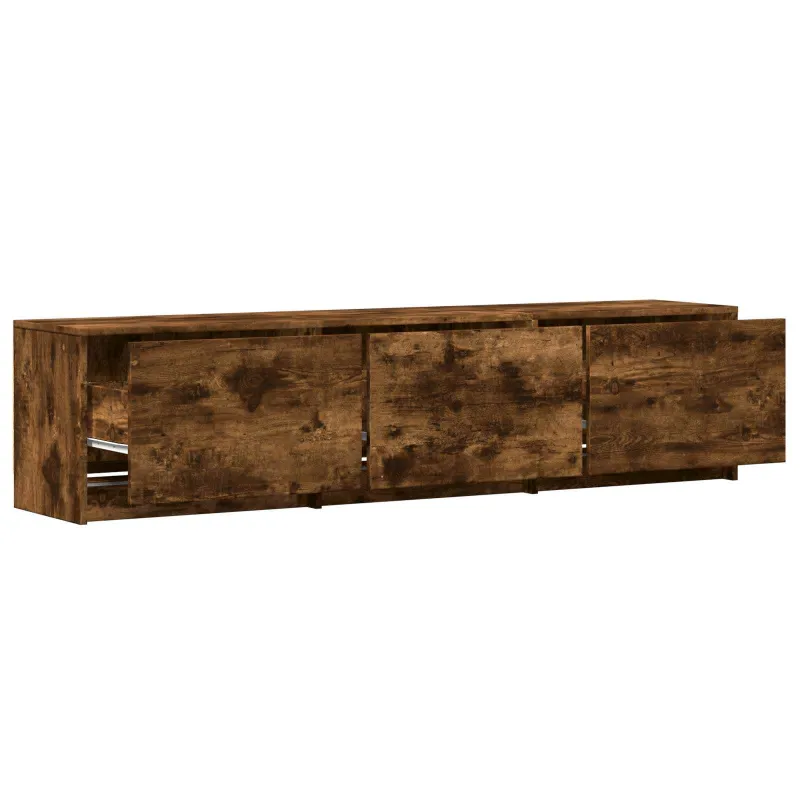 TV spintelė su LED su LED Rūkytas Ąžuolas 165 x 34 x 40 cm