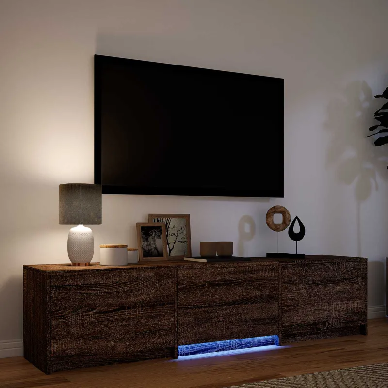 TV spintelė su LED su LED Rudas ąžuolas 165 x 34 x 40 cm