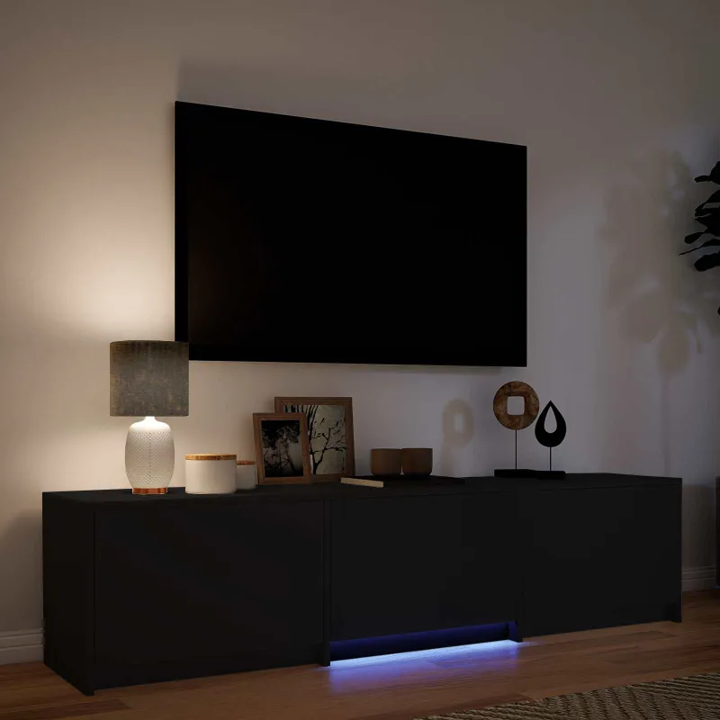 TV spintelė su LED Juodas 165 x 34 x 40 cm Dirbtinė mediena