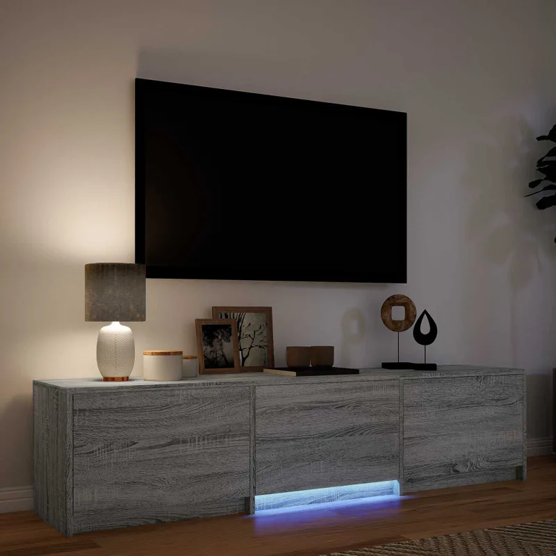 TV spintelė su LED su LED Pilka Sonoma 165 x 34 x 40 cm