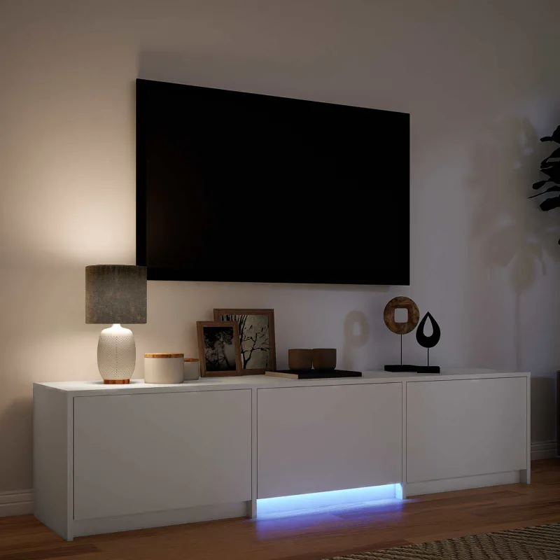 TV spintelė su LED Baltas 165 x 34 x 40 cm Dirbtinė mediena