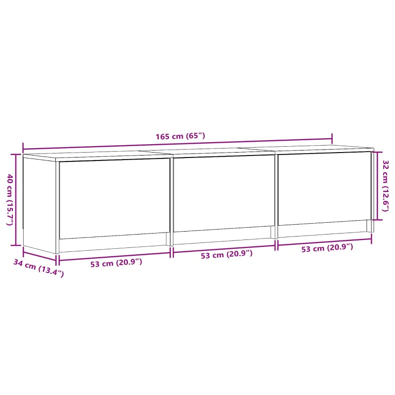 TV spintelė su LED Baltas 165 x 34 x 40 cm Dirbtinė mediena