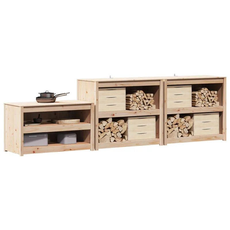 Lauko virtuvės spintelė MEPPEL 3 pcs Natūrali Douglas
