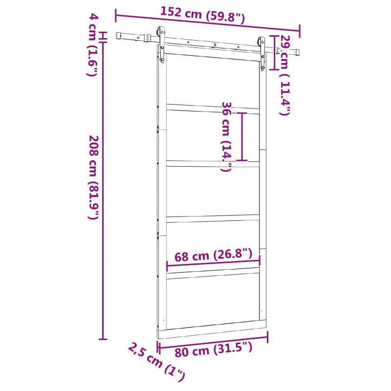 Slankios durys Natūrali 80 x 208 cm Pušies medienos masyvas