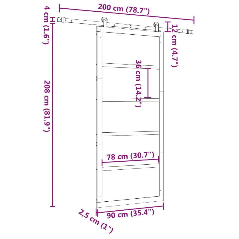 Slankios durys Natūrali 90 x 208 cm Pušies medienos masyvas