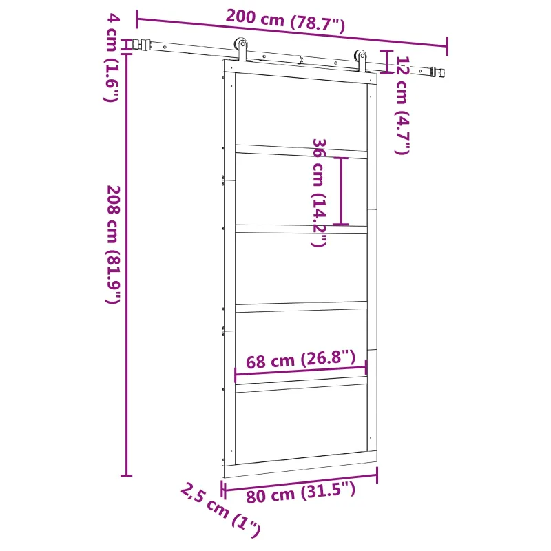 Slankios durys Natūrali 80 x 208 cm Pušies medienos masyvas