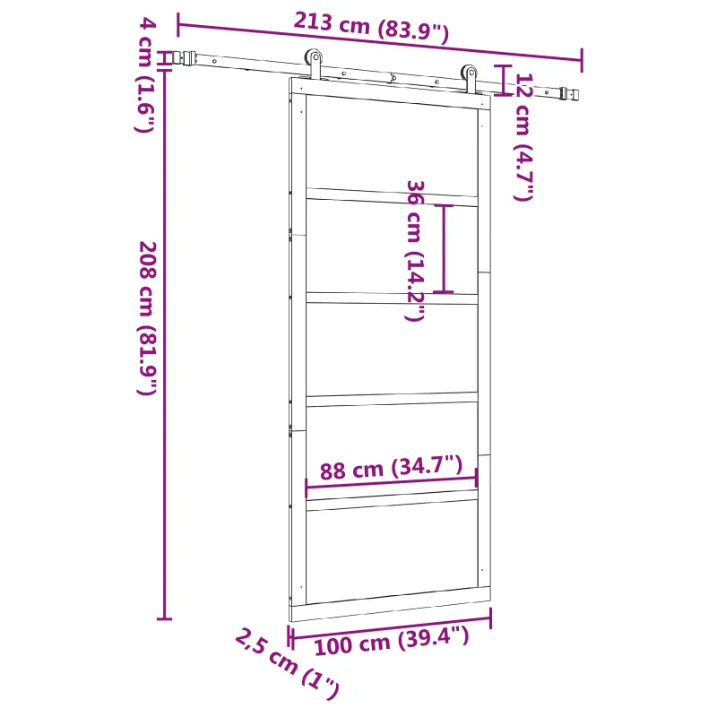 Slankios durys Natūrali 100 x 208 cm Pušies medienos masyvas