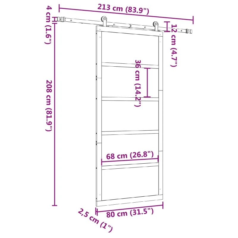 Slankios durys Natūrali 80 x 208 cm Pušies medienos masyvas