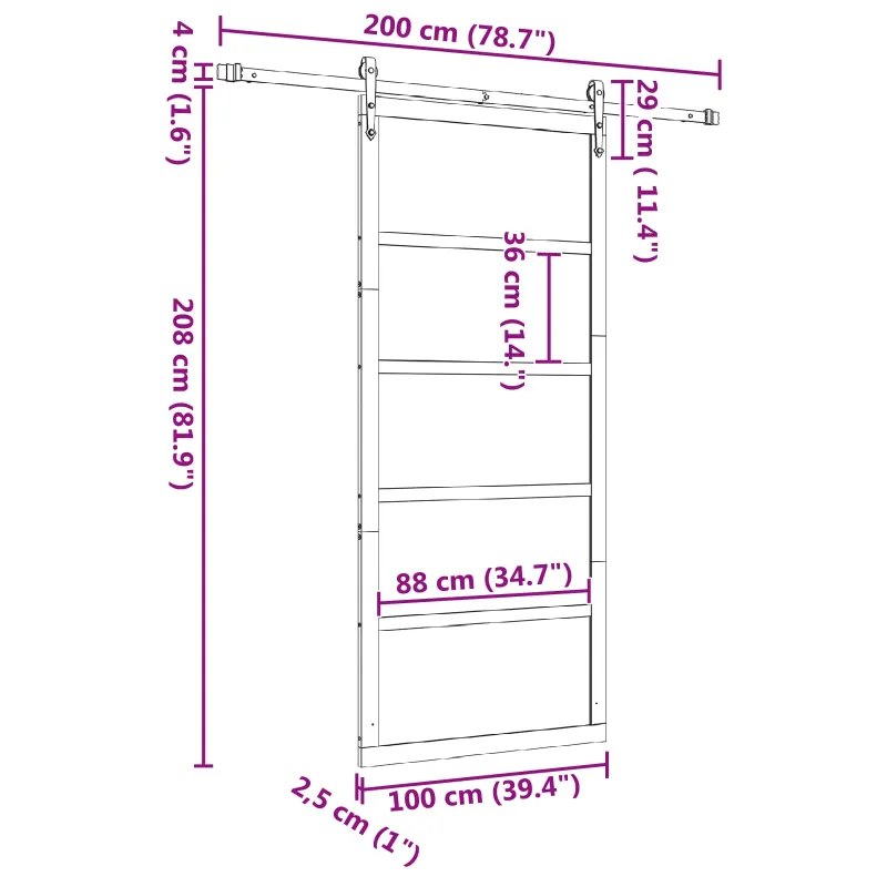 Slankios durys Natūrali 100 x 208 cm Pušies medienos masyvas