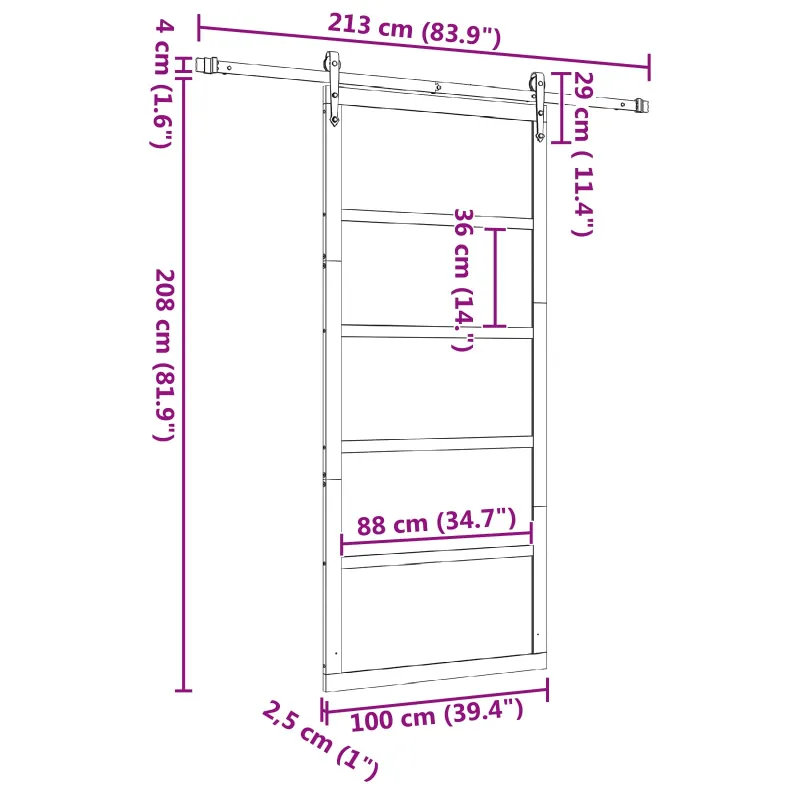 Slankios durys Natūrali 100 x 208 cm Pušies medienos masyvas