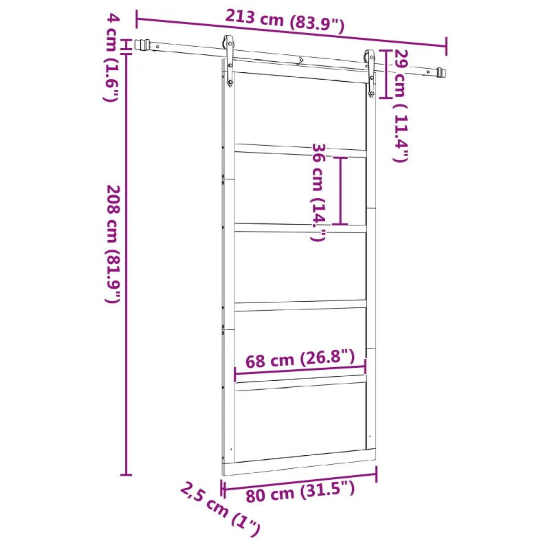 Slankios durys Natūrali 80 x 208 cm Pušies medienos masyvas