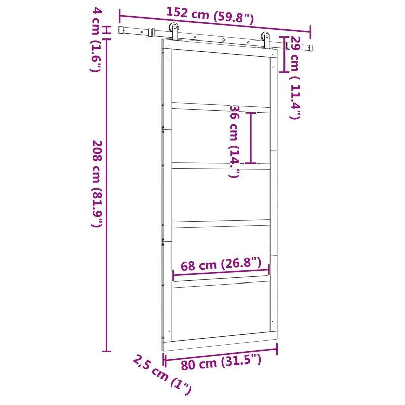 Slankios durys Natūrali 80 x 208 cm Pušies medienos masyvas