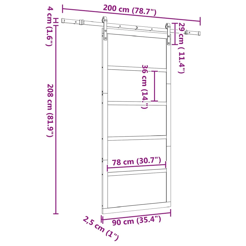 Slankios durys Natūrali 90 x 208 cm Pušies medienos masyvas