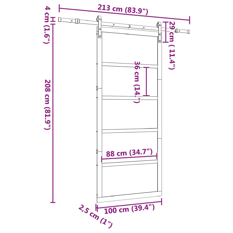 Slankios durys Natūrali 100 x 208 cm Pušies medienos masyvas