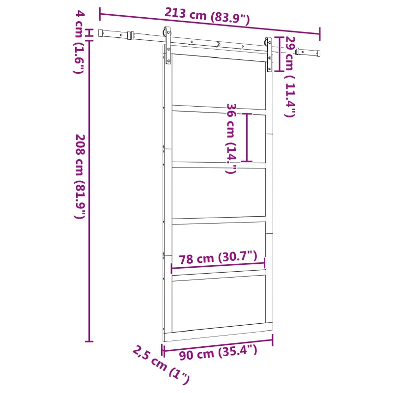Slankios durys Natūrali 90 x 208 cm Pušies medienos masyvas