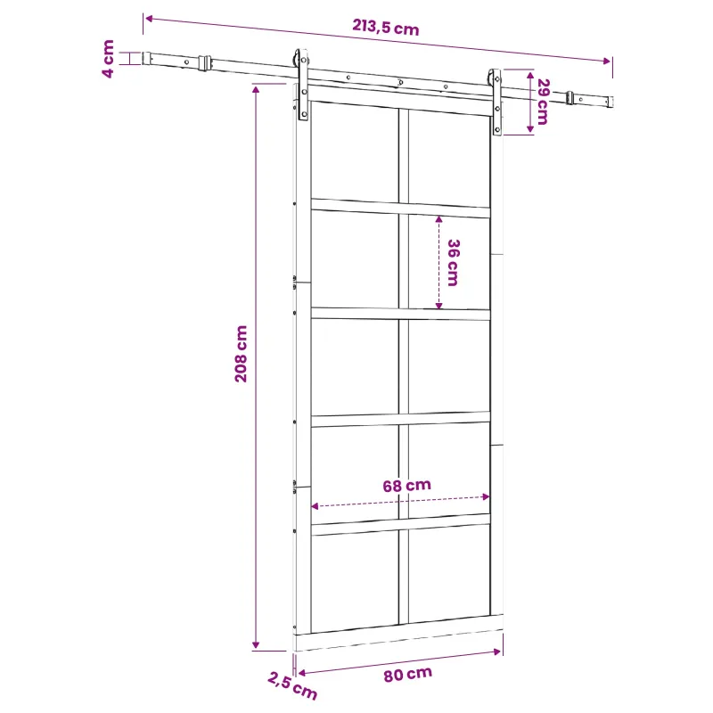 Slankios durys Natūrali 80 x 208 cm Pušies medienos masyvas
