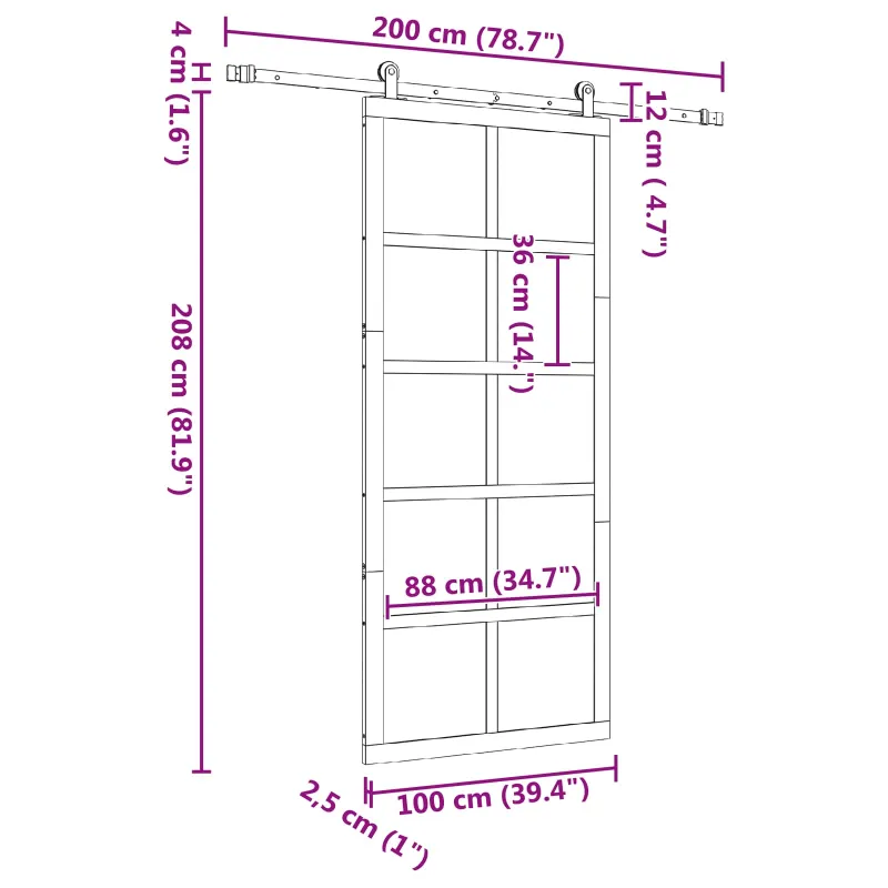 Slankios durys Natūrali 100 x 208 cm Pušies medienos masyvas