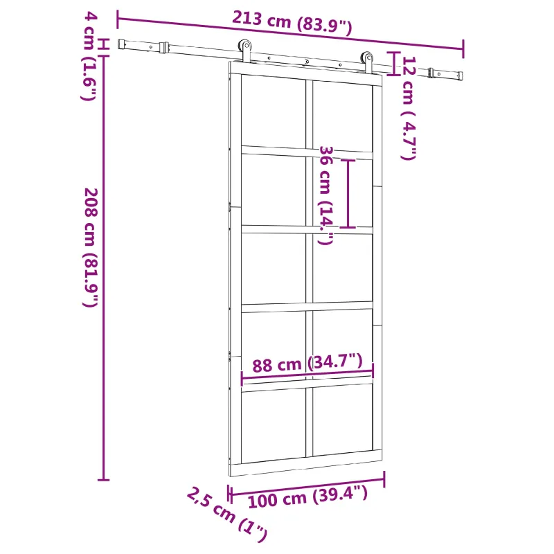 Slankios durys Natūrali 100 x 208 cm Pušies medienos masyvas