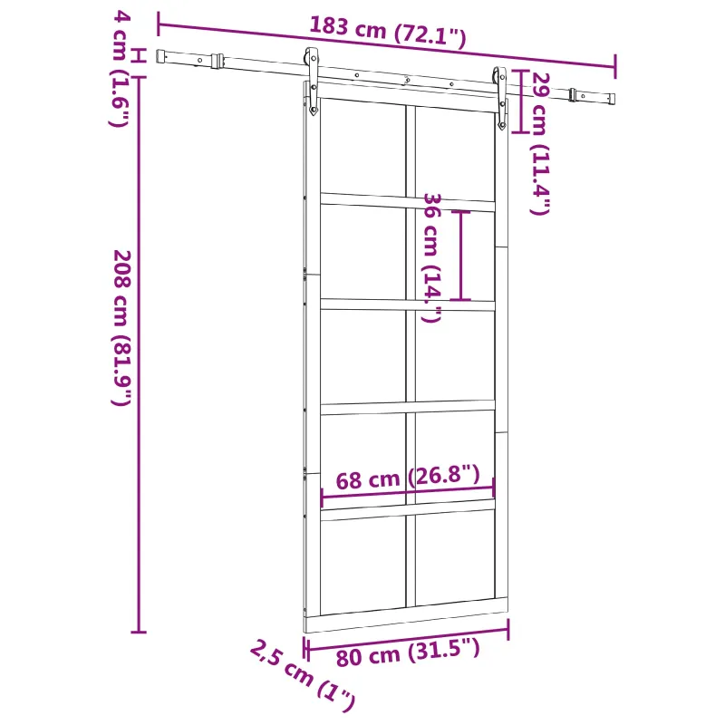 Slankios durys Natūrali 80 x 208 cm Pušies medienos masyvas