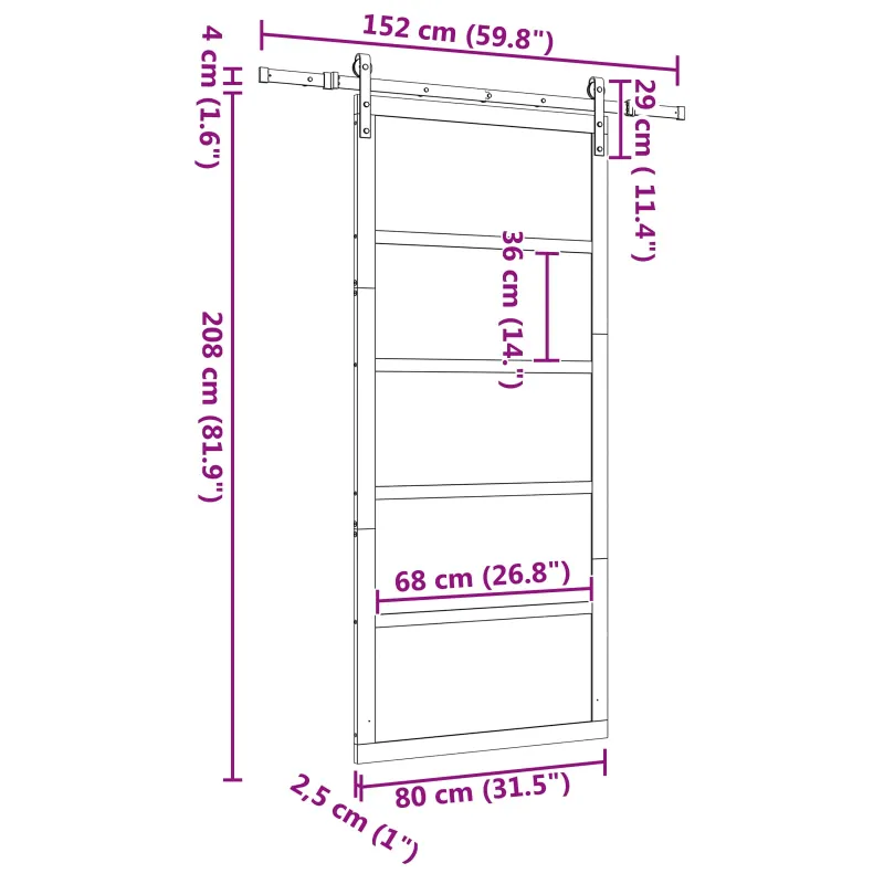 Slankios durys Natūrali 80 x 208 cm Pušies medienos masyvas