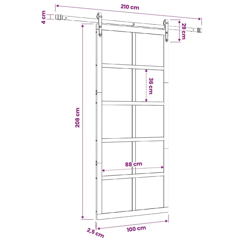 Slankios durys Natūrali 100 x 208 cm Pušies medienos masyvas