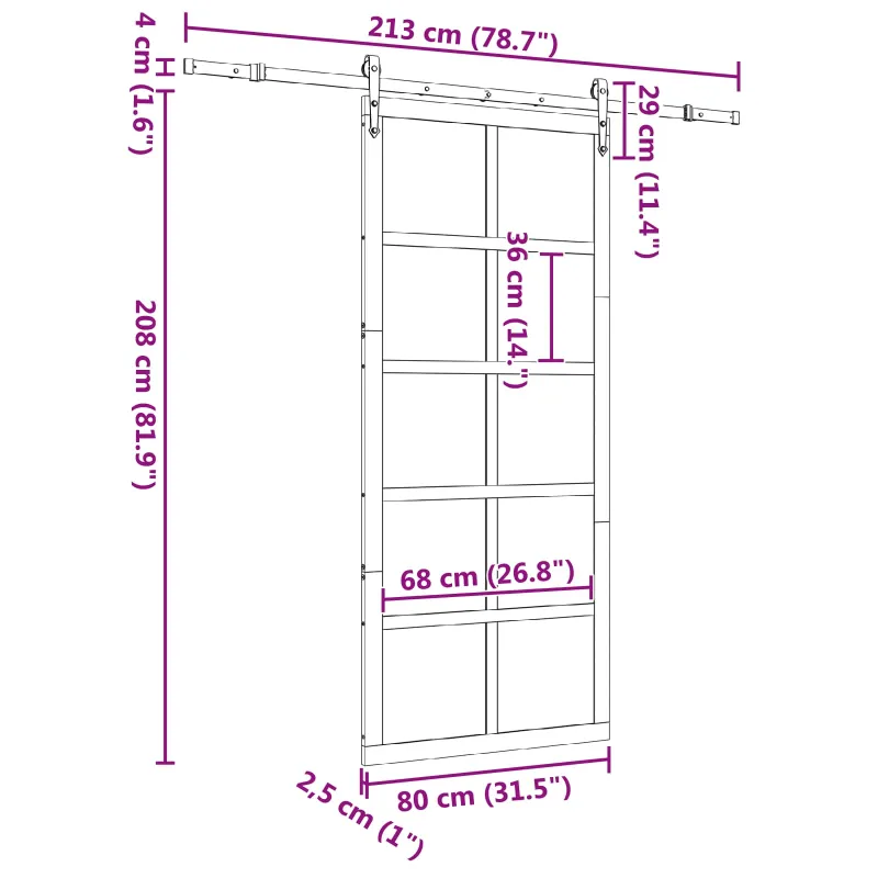 Slankios durys Natūrali 80 x 208 cm Pušies medienos masyvas