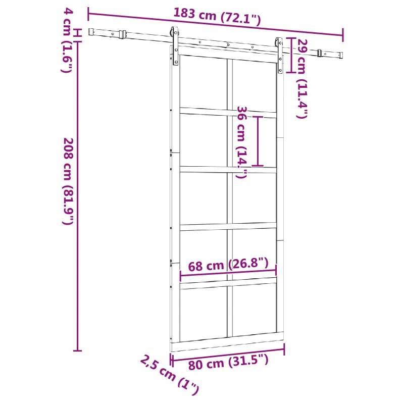 Slankios durys Natūrali 80 x 208 cm Pušies medienos masyvas