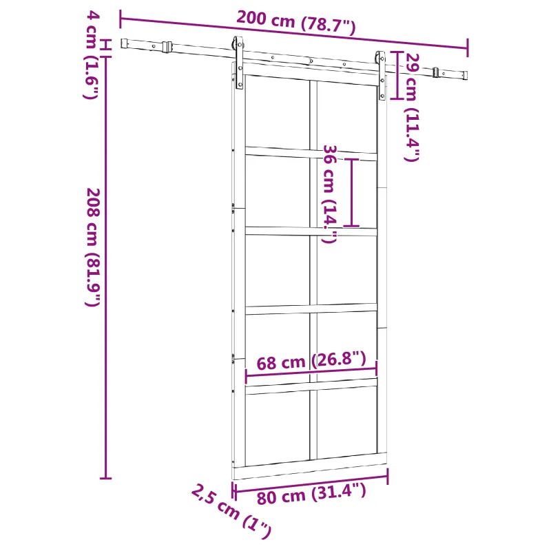 Slankios durys Natūrali 80 x 208 cm Pušies medienos masyvas