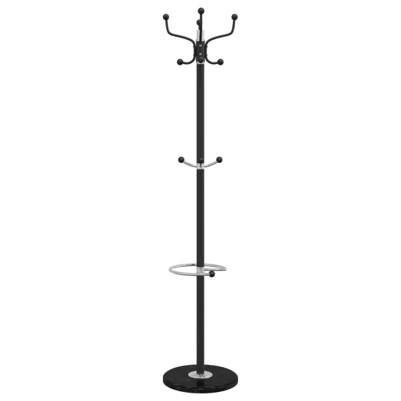 Paltų kabykla su skėčių laikikliu, juoda, 180cm, geležis