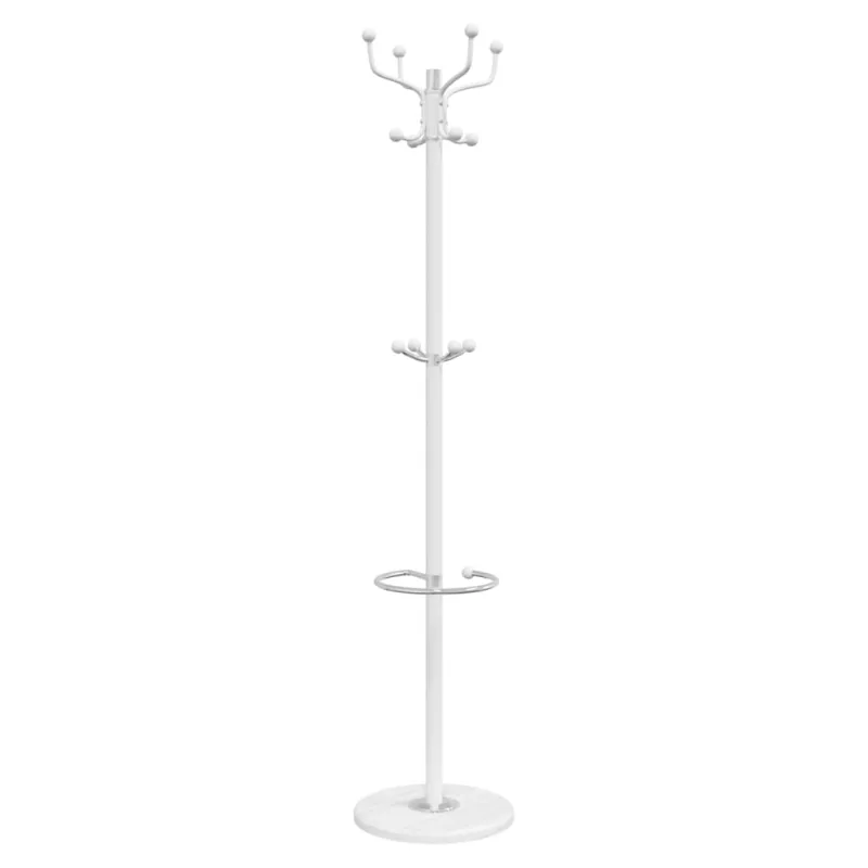 Paltų kabykla su skėčių laikikliu, balta, 180cm, geležis