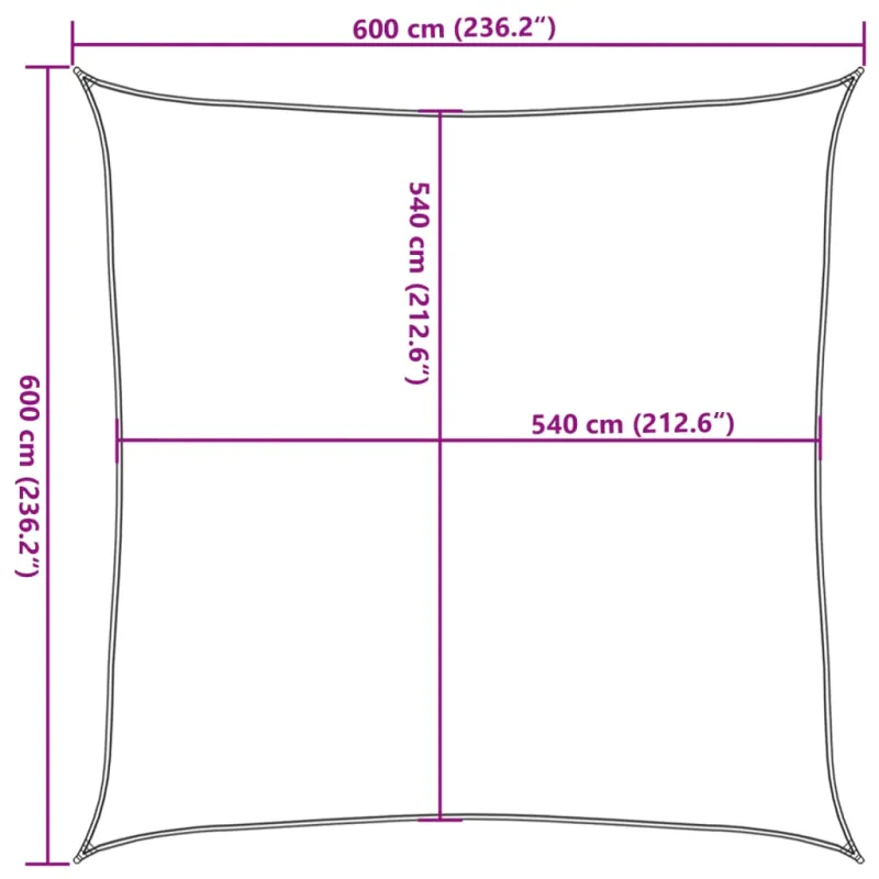 Burė nuo saulės, šviesiai siva, 6x6m, HDPE, 160g/m², kvadratinė