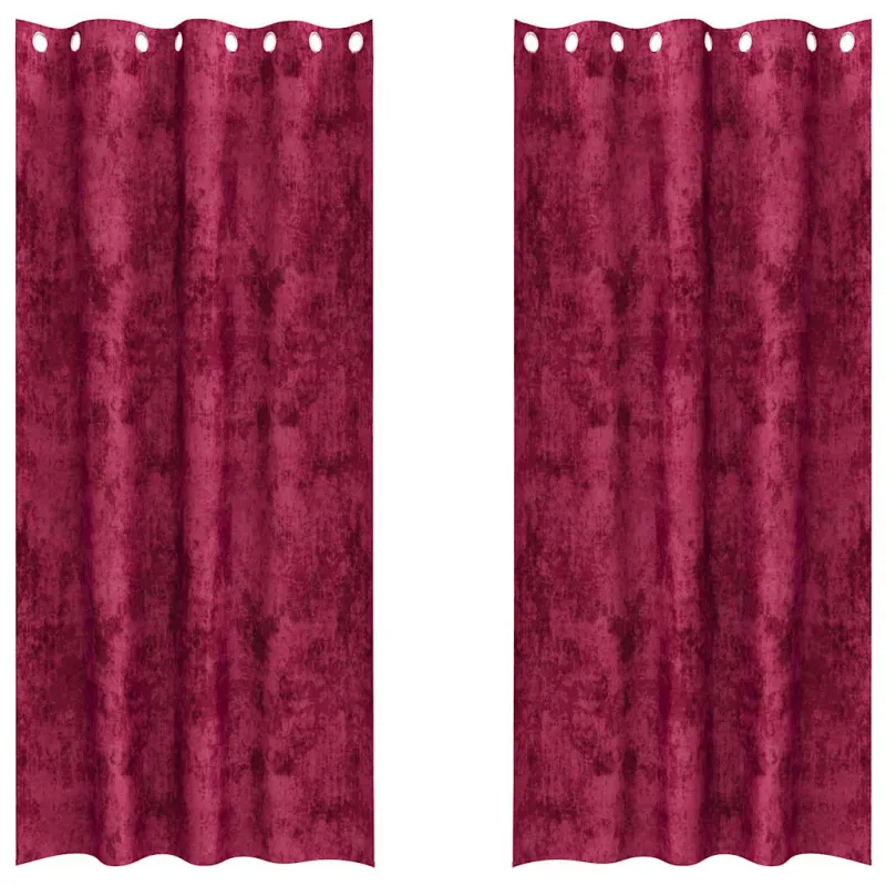 Aksominio tipo užuolaidos 2 pcs Vyno raudona 260 x 140 cm