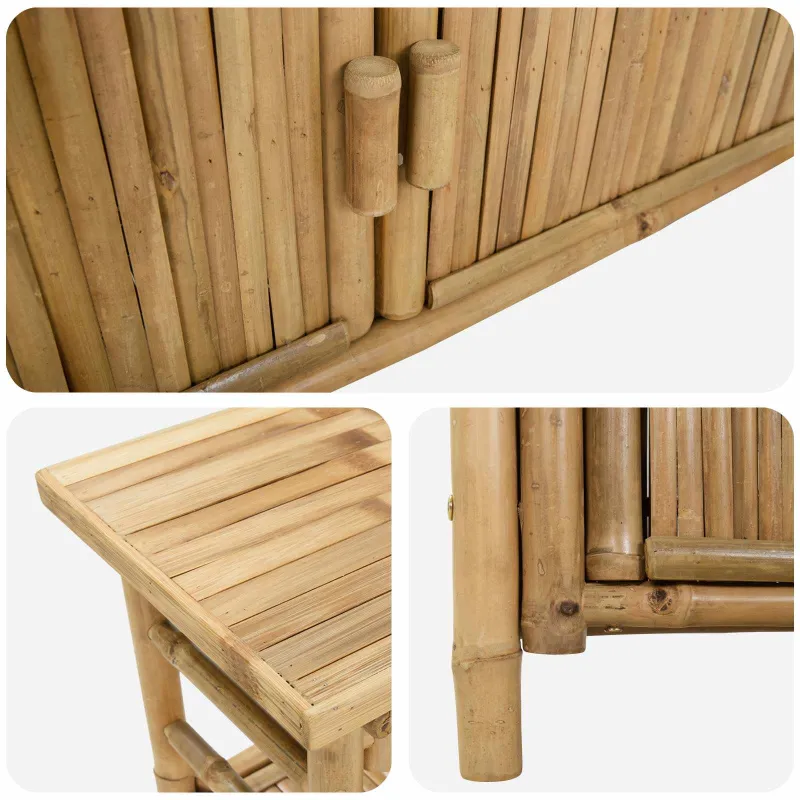 Konsolinis stalas su lentyna Natūrali 80 x 35 x 75 cm Bambukas