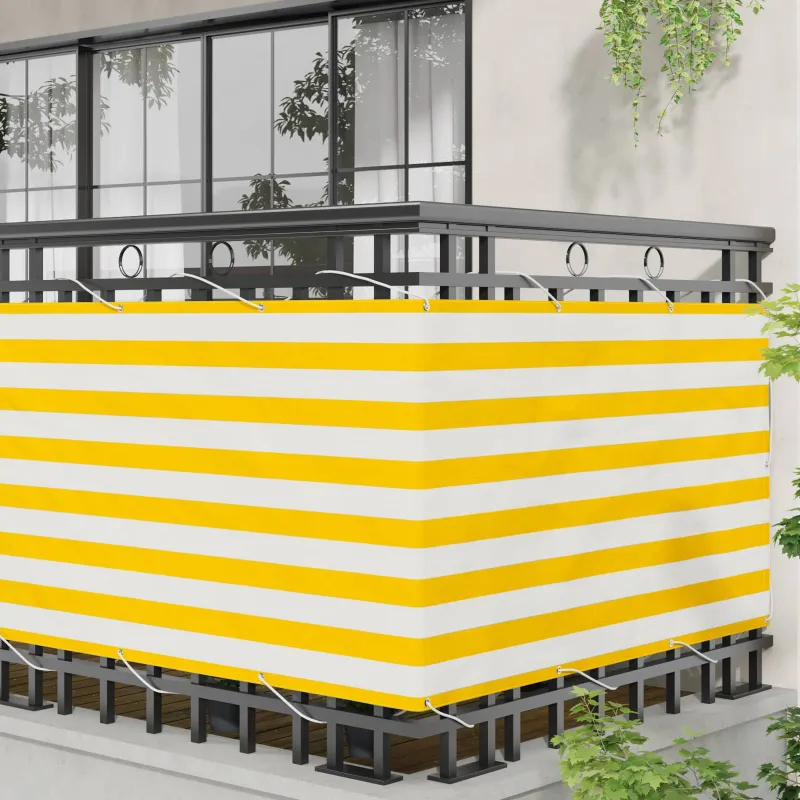 Balkono Ekranas Geltona ir balta 100 x 200 cm Oksfordo audinys