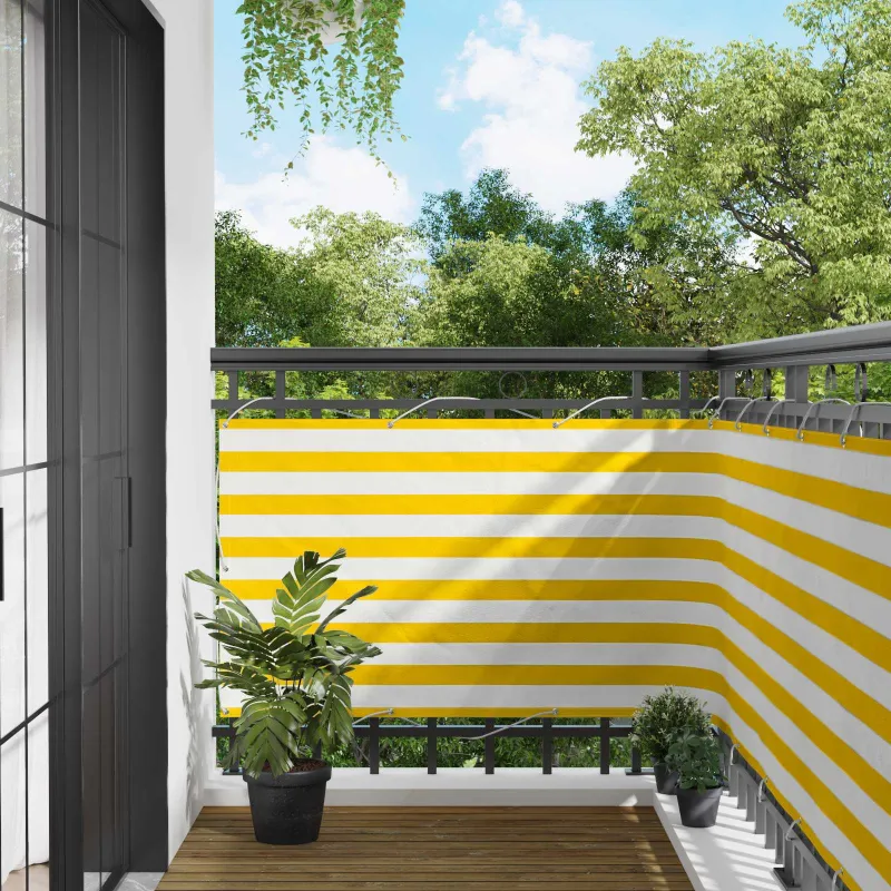 Balkono Ekranas Geltona ir balta 100 x 500 cm Oksfordo audinys