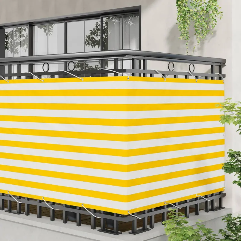 Balkono Ekranas Geltona ir balta 110 x 200 cm Oksfordo audinys