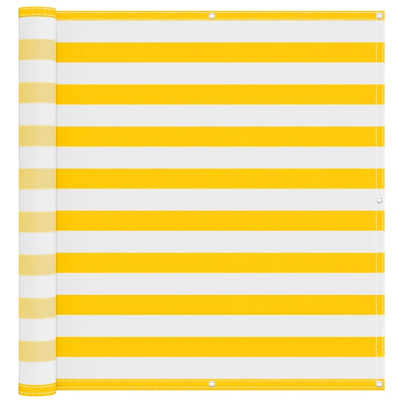 Balkono Ekranas Geltona ir balta 110 x 600 cm Oksfordo audinys