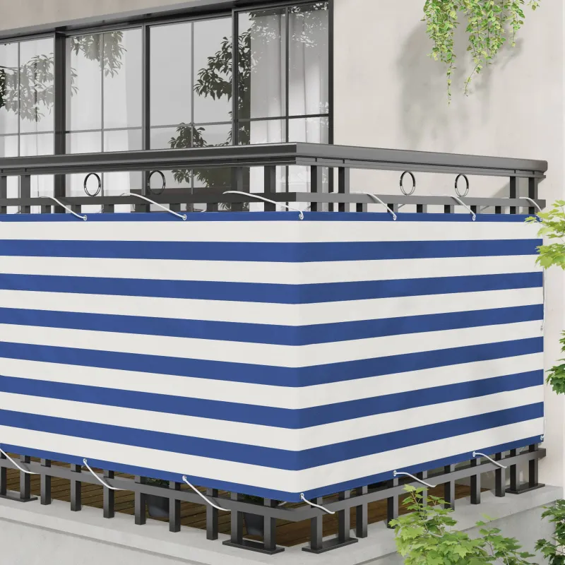 Balkono Ekranas Mėlyna ir balta 100 x 800 cm Oksfordo audinys