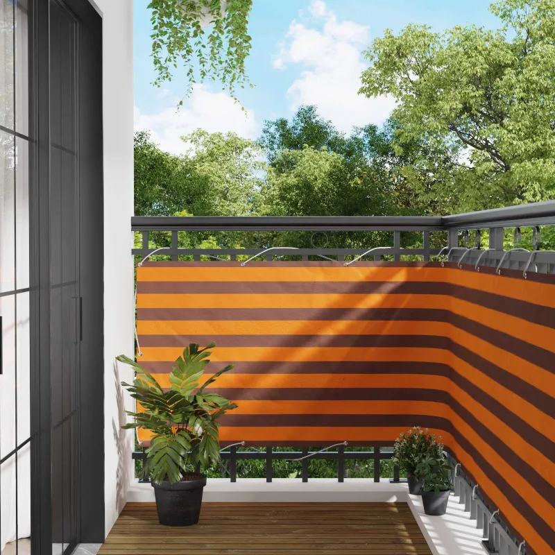 Balkono Ekranas Oranžinė ir ruda 100 x 500 cm Oksfordo audinys