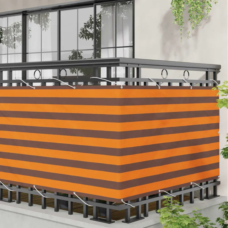 Balkono Ekranas Oranžinė ir ruda 100 x 800 cm Oksfordo audinys