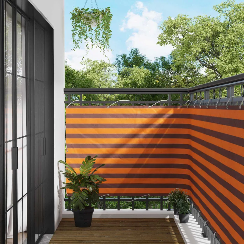 Balkono Ekranas Oranžinė ir ruda 110 x 400 cm Oksfordo audinys